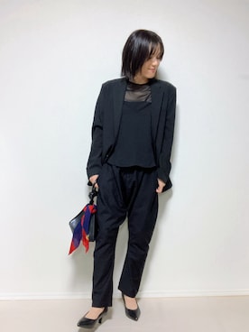 「アイテム（バンダナ/スカーフ）」を使った、lunayumiさん（レディース・161cm）の秋コーディネート