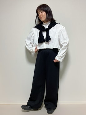 「PBLIM（ページボーイリム）のPAGEBOYLIM/2wayコットンシャツ（シャツ/ブラウス、ホワイト系）」を使った、lunayumiさん（レディース・161cm）の春コーディネート