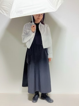 「GU（ジーユー）のオックスフォードショートシャツ（シャツ/ブラウス、グレー系）」を使った、lunayumiさん（レディース・161cm）の夏コーディネート