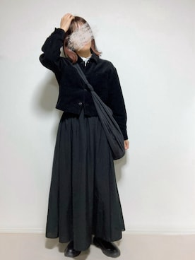 「Mila Owen（ミラオーウェン）のナイロンビッグショルダーバッグ（ショルダーバッグ、ブラック系）」を使った、lunayumiさん（レディース・161cm）の春コーディネート