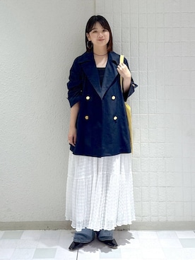 「A part by（アパートバイ）のApbコクーンデニムパンツ（デニムパンツ、ブルー系）」を使った、yoshiさん（レディース・164cm）の春コーディネート