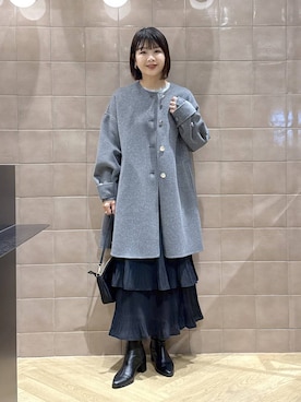 「アイテム（ノーカラーコート）」を使った、yoshiさん（レディース・164cm・30代）の秋コーディネート