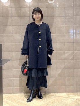 「アイテム（ノーカラーコート）」を使った、yoshiさん（レディース・164cm）の秋コーディネート