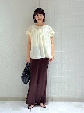 「ロングスカート」｜「アイテム（シャツ/ブラウス）」を使った、yoshiさん（レディース・164cm・30代）の夏コーディネート