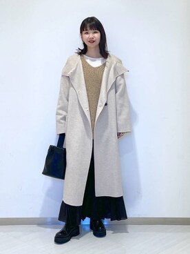 「A part by（アパートバイ）のアイテム（ノーカラーコート）」を使った、yoshiさん（レディース・164cm）の冬コーディネート