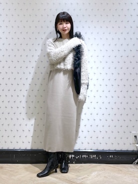 「A part by（アパートバイ）のチュールハンドルトート（ショルダーバッグ）」を使った、yoshiさん（レディース・164cm）の冬コーディネート
