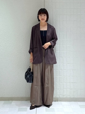 「A part by（アパートバイ）のウェーブバーネックレス（ネックレス）」を使った、yoshiさん（レディース・164cm・30代）の秋コーディネート