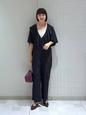 「タンクトップ」｜「アイテム（つなぎ/オールインワン）」を使った、yoshiさん（レディース・164cm）の秋コーディネート