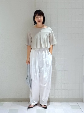 「アイテム（ニット/セーター）」を使った、yoshiさん（レディース・164cm・30代）の夏コーディネート