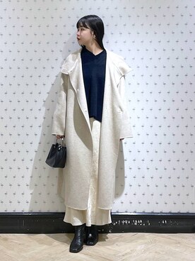 「A part by（アパートバイ）のアイテム（ノーカラーコート）」を使った、yoshiさん（レディース・164cm）の冬コーディネート