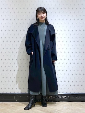 「A part by（アパートバイ）のアイテム（ノーカラーコート）」を使った、yoshiさん（レディース・164cm）の冬コーディネート