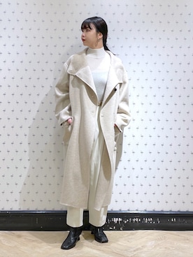「A part by（アパートバイ）のアイテム（ノーカラーコート）」を使った、yoshiさん（レディース・164cm）の秋コーディネート