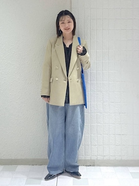 「A part by（アパートバイ）のApbコクーンデニムパンツ≪追加3≫（デニムパンツ）」を使った、yoshiさん（レディース・164cm）の春コーディネート