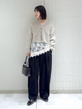 「アイテム（チュニック）」を使った、yoshiさん（レディース・164cm）の冬コーディネート