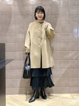 「アイテム（ノーカラーコート）」を使った、yoshiさん（レディース・164cm）の秋コーディネート