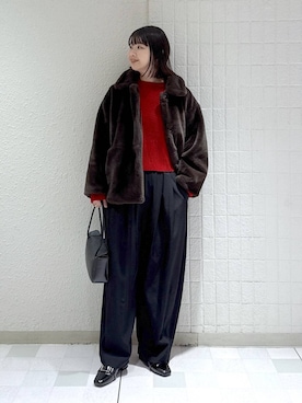 「アイテム（ローファー）」を使った、yoshiさん（レディース・164cm・30代）の冬コーディネート