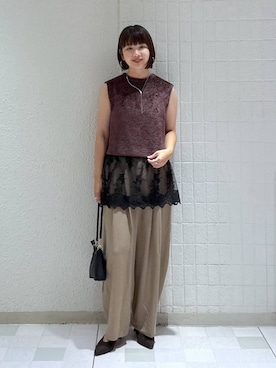 「アイテム（チュニック）」を使った、yoshiさん（レディース・164cm）の秋コーディネート