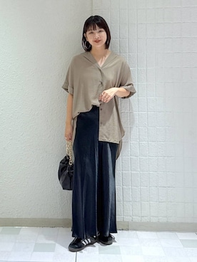 「ロングスカート」｜「アイテム（シャツ/ブラウス）」を使った、yoshiさん（レディース・164cm・30代）の夏コーディネート