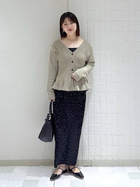 「A part by（アパートバイ）の≪追加5≫【WEB限定】キラキラビーズネックレス（ネックレス、ブラック系）」を使った、yoshiさん（レディース・164cm）の春コーディネート