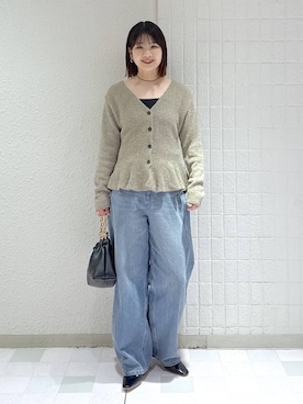 「A part by（アパートバイ）のApbコクーンデニムパンツ（デニムパンツ、ブルー系）」を使った、yoshiさん（レディース・164cm）の春コーディネート