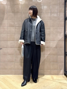 「アイテム（その他アウター、ブラック系）」を使った、yoshiさん（レディース・164cm）の冬コーディネート