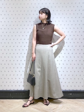 「ノースリーブニット」｜「アイテム（アクセサリー）」を使った、yoshiさん（レディース・164cm）の春コーディネート