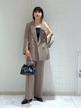 「A part by（アパートバイ）のＷライクテーラードスリットジャケット（テーラードジャケット）」を使った、yoshiさん（レディース・164cm）の秋コーディネート