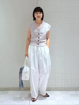 「アイテム（ボストンバッグ）」を使った、yoshiさん（レディース・164cm・30代）の夏コーディネート