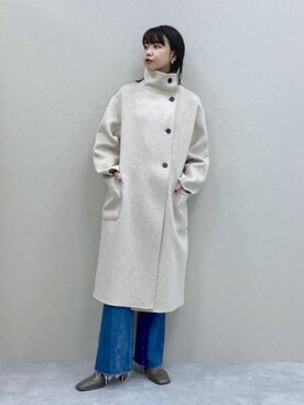 「ママファッション」｜「アイテム（ノーカラーコート）」を使った、yoshiさん（レディース・164cm）の秋コーディネート
