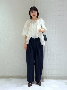 「A part by（アパートバイ）のバルーンドットブラウス（シャツ/ブラウス）」を使った、yoshiさん（レディース・164cm）の秋コーディネート