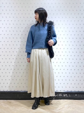 「A part by（アパートバイ）のチュールハンドルトート（ショルダーバッグ）」を使った、yoshiさん（レディース・164cm）の冬コーディネート