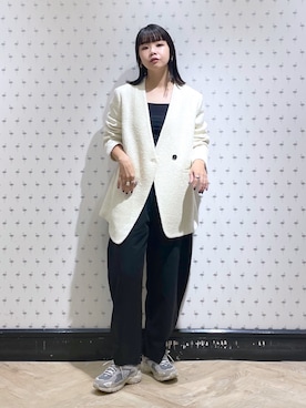 「秋」｜「アイテム（ノーカラージャケット）」を使った、yoshiさん（レディース・164cm）の秋コーディネート
