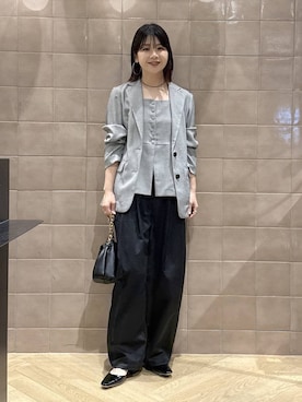 「A part by（アパートバイ）の≪追加5≫【WEB限定】キラキラビーズネックレス（ネックレス、ブラック系）」を使った、yoshiさん（レディース・164cm）の春コーディネート