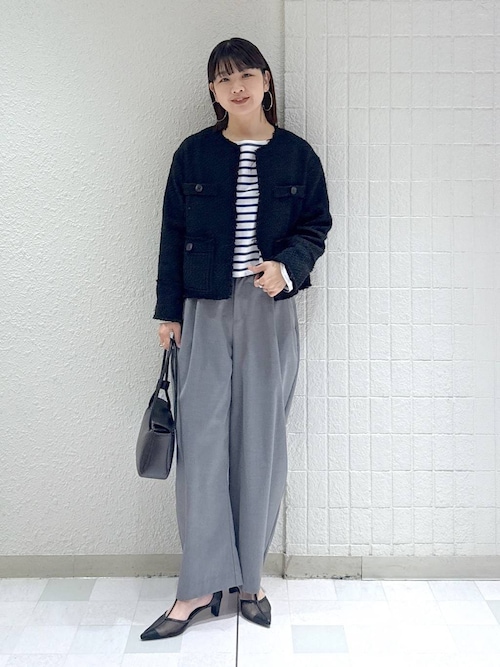 Sサイズ展開・セットアップ対応】ツイードノーカラージャケット（ノー