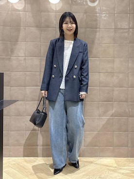 「A part by（アパートバイ）のApbコクーンデニムパンツ（デニムパンツ、ブルー系）」を使った、yoshiさん（レディース・164cm）の春コーディネート