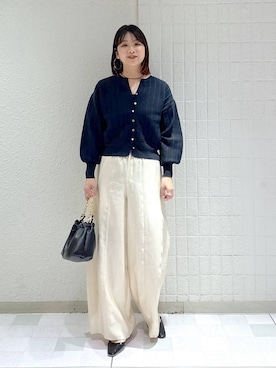 「A part by（アパートバイ）の≪追加5≫【WEB限定】キラキラビーズネックレス（ネックレス、ブラック系）」を使った、yoshiさん（レディース・164cm）の春コーディネート