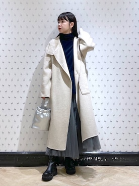 「A part by（アパートバイ）のアイテム（ノーカラーコート）」を使った、yoshiさん（レディース・164cm）の冬コーディネート