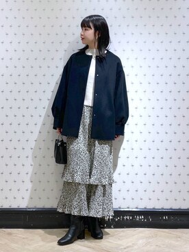 「A part by（アパートバイ）のアイテム（ノーカラーコート）」を使った、yoshiさん（レディース・164cm）の冬コーディネート