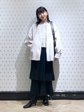 「A part by（アパートバイ）のアイテム（ノーカラーコート）」を使った、yoshiさん（レディース・164cm）の秋コーディネート