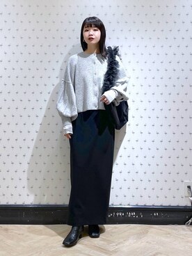 「A part by（アパートバイ）のチュールハンドルトート（ショルダーバッグ）」を使った、yoshiさん（レディース・164cm）の冬コーディネート