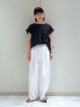 「SNAP_apart by lowrys」｜「アイテム（帽子）」を使った、yoshiさん（レディース・164cm）の夏コーディネート