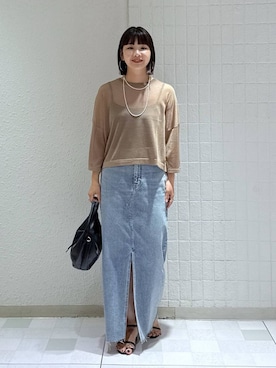 「アイテム（デニムスカート）」を使った、yoshiさん（レディース・164cm・30代）の秋コーディネート