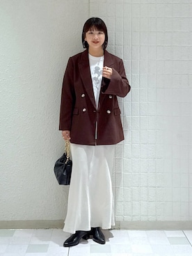 「アイテム（テーラードジャケット）」を使った、yoshiさん（レディース・164cm・30代）の秋コーディネート