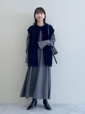 「秋冬」｜「アイテム（シャツワンピース）」を使った、yoshiさん（レディース・164cm）の秋コーディネート