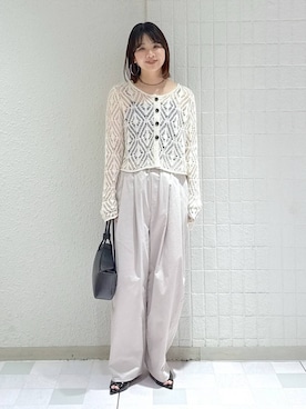 「A part by（アパートバイ）の≪追加5≫【WEB限定】キラキラビーズネックレス（ネックレス、ブラック系）」を使った、yoshiさん（レディース・164cm）の春コーディネート