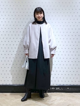 「A part by（アパートバイ）のアイテム（ノーカラーコート）」を使った、yoshiさん（レディース・164cm）の冬コーディネート
