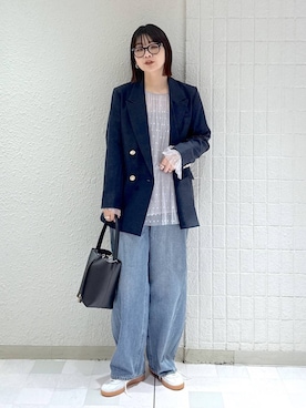 「A part by（アパートバイ）のApbコクーンデニムパンツ≪追加3≫（デニムパンツ）」を使った、yoshiさん（レディース・164cm）の冬コーディネート