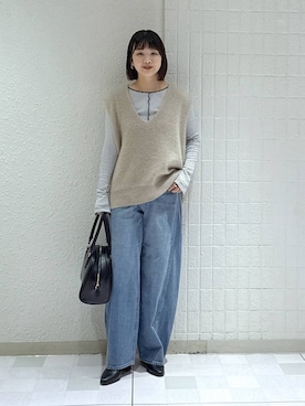 「アイテム（ボストンバッグ）」を使った、yoshiさん（レディース・164cm・30代）の秋コーディネート