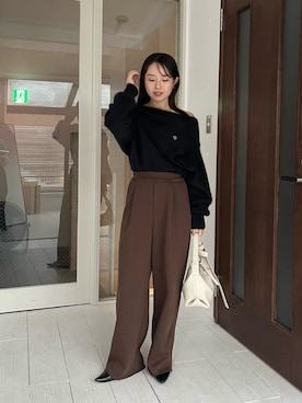 「肌見せ」｜「アイテム（ショルダーバッグ）」を使った、mami_lemageさん（レディース・158cm）の秋コーディネート