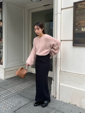 「CAPRICIEUX LE'MAGE（カプリシューレマージュ）のリブ切替ショートブーツ（パンプス）」を使った、mami_lemageさん（レディース・158cm）の冬コーディネート